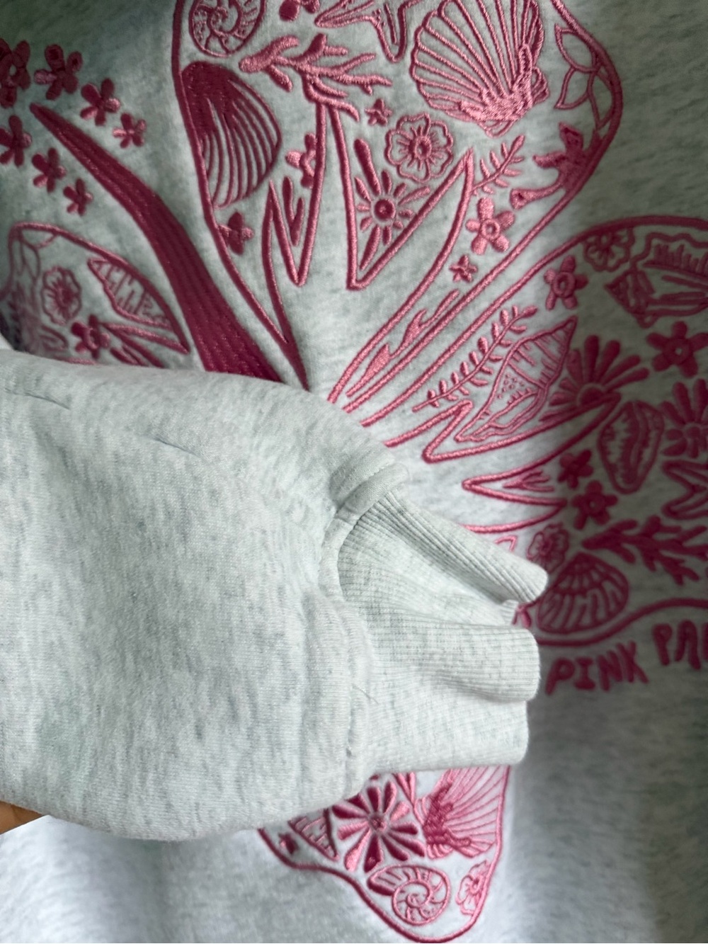 PINK PALM PUFF "Hawaii Hibiscus" Hoodie in Heather Cloud - Picture 10 of 10